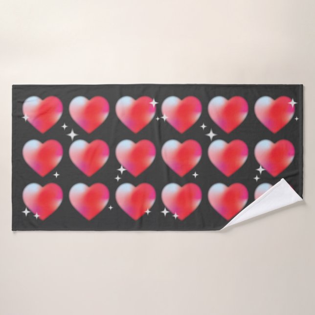 Rote Herzen Romantischer Anhalter Valentinstag Badehandtuch (Badehandtuch)