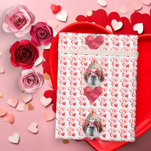 Rote Herzen Saint Bernard Hunde Liebhaber Valentin Geschenkpapier