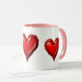 Rote Herzen, Symbol für ehrliche Liebe. Tasse