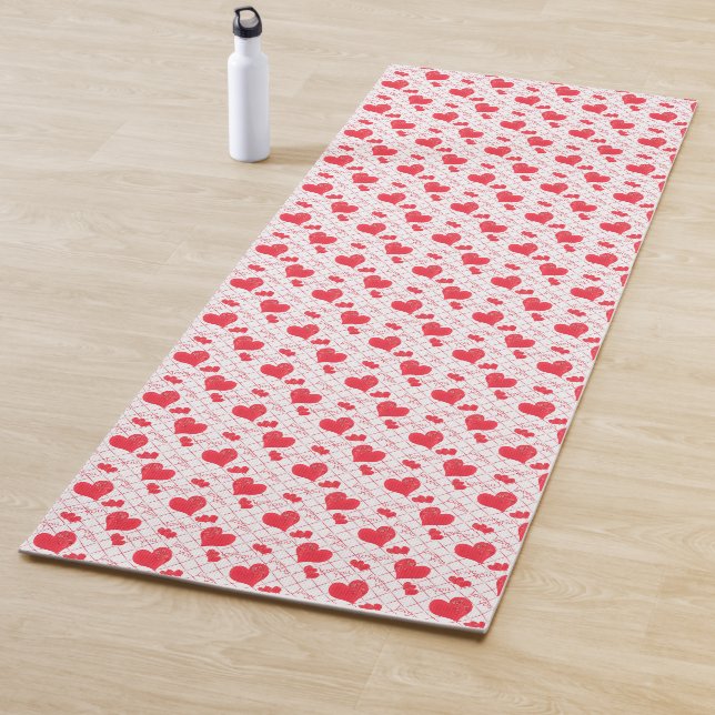 Rote Herzen, Text, "Liebe du" . Yogamatte (Beispiel)