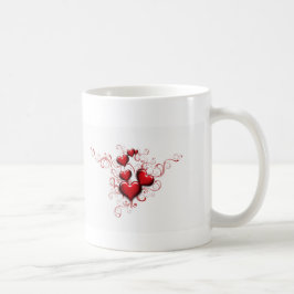 Rote Herzen und Bänder Kaffeetasse
