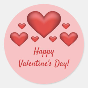 Rote Herzen und frohen Valentinstag Text Runder Aufkleber