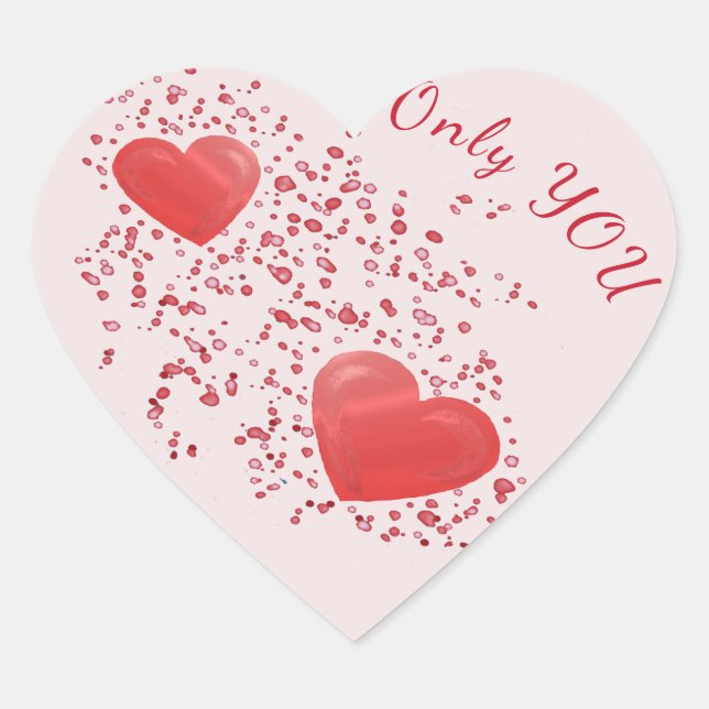 Rote Herzen und Glitzern nur Sie Valentine Herz-Aufkleber (Vorderseite)