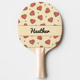 Rote Herzen und schwarze Punkte Tischtennis Schläger