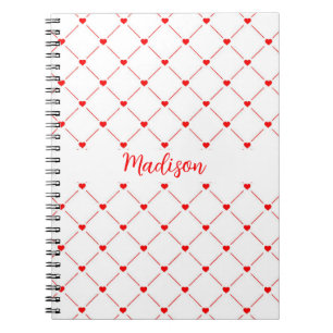 Rote Herzen und Zeilen Notebook Notizblock