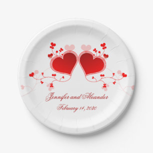 Rote Herzen Valentinstag Hochzeit Papier Teller