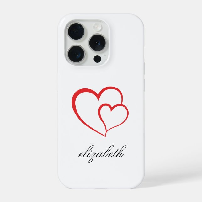 rote Herzform mit personalisiertem Hintergrund  iPhone 15 Pro Hülle (Rückseite)