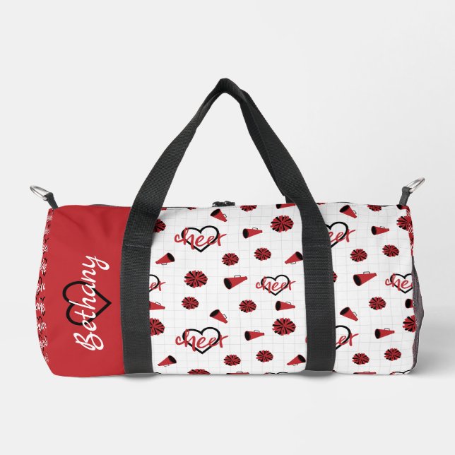 Rote Herzklopfe, Pom Poms, Megaphone Muster Duffle Bag (Vorderseite)