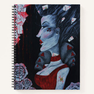 Rote Herzkönigin Alice Wunderland Karten Goth Kuns Notizbuch