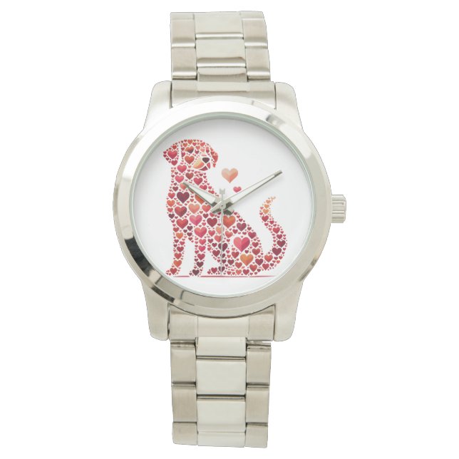 ROTE HERZLABRADORHUNDE ARMBANDUHR (Vorderseite)