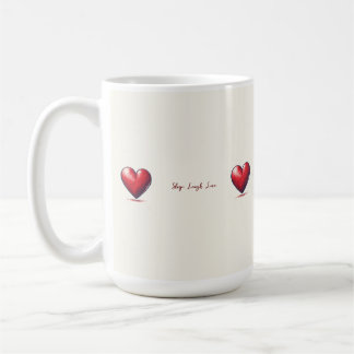 Rote Herzmuster auf Sahne-Zeichnung Kaffeetasse