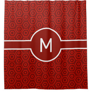 Rote Hexagons mit mittlerer Geometrie Duschvorhang