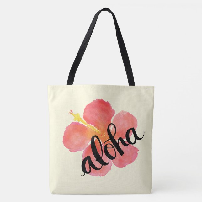 Rote Hibiskus-Aloha Taschen-Tasche Tasche (Vorderseite)