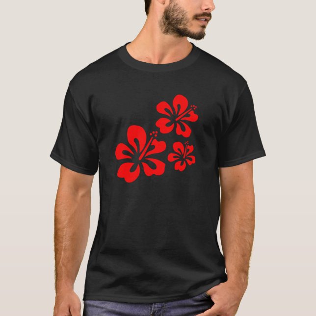 Rote Hibiskus-Blume T-Shirt (Vorderseite)