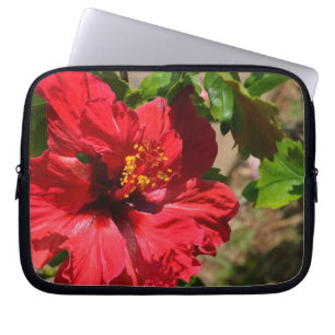 Rote Hibiskus-Laptoptasche Laptopschutzhülle