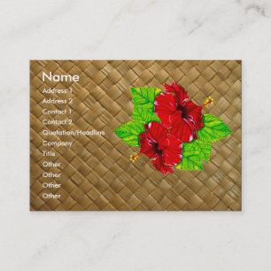 Rote Hibiskus Lauhala Geschäfts-Karten Chubby Visitenkarte