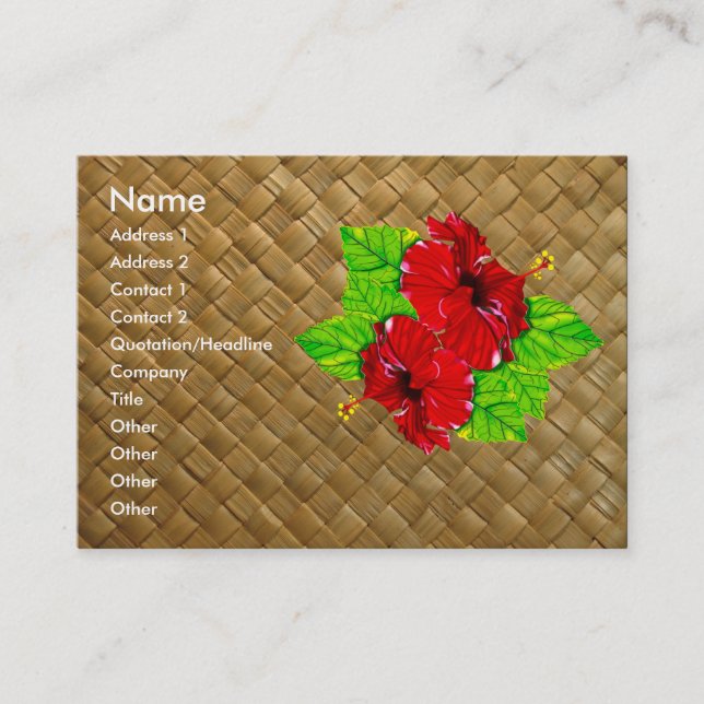 Rote Hibiskus Lauhala Geschäfts-Karten Chubby Visitenkarte (Vorderseite)