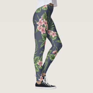 Rote Hibiskusblüten Dunkler Hintergrund Leggings