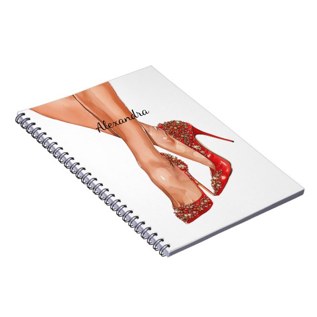 Rote High Heel Schuhe Beine Notizblock (Rechte Seite)