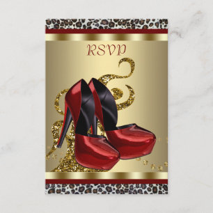 Rote High Heel Schuhe Leopard Sweet Sixteen RSVP Karte