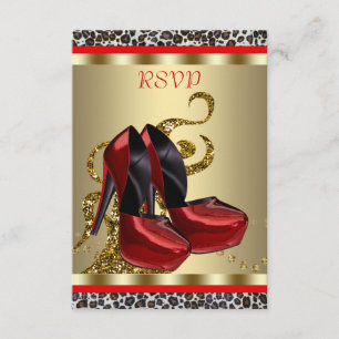 Rote High Heel Schuhe Leopard Sweet Sixteen RSVP Karte