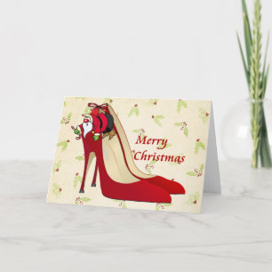 Rote High Heel Schuhe / Santa Elf Feiertagskarte