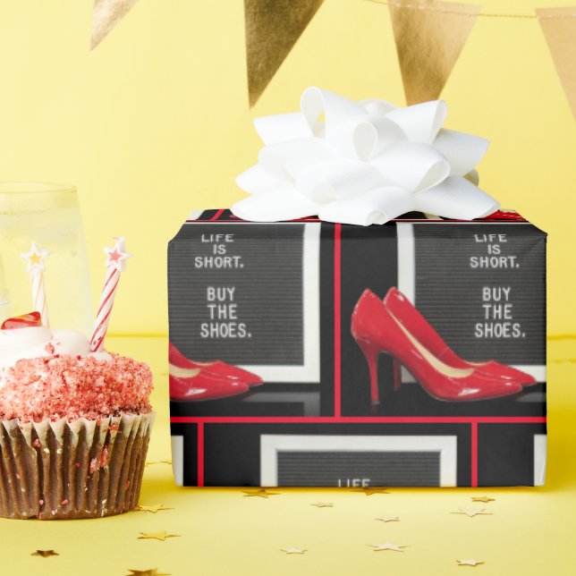 Rote High Heels mit Zeichen Geschenkpapier (Geburtstagsparty)