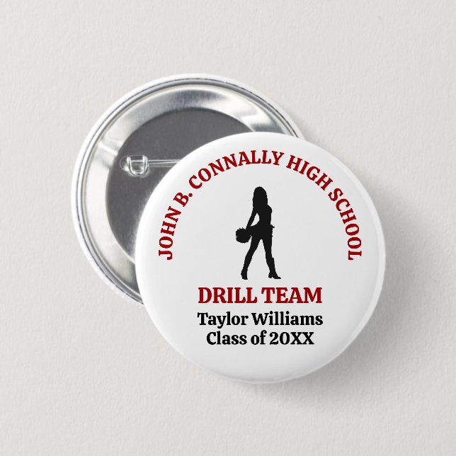 Rote High School Drill Team Tänzerin Personalisier Button (Vorne & Hinten)