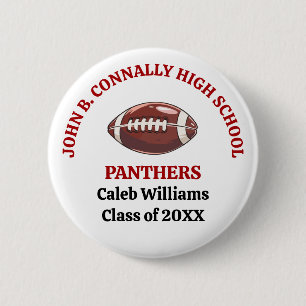 Rote High School Footballmannschaft Individualisie Button