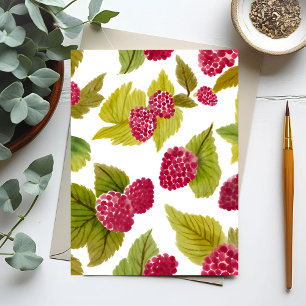 Rote Himbeeren Aquarell Früchte Gemalt Postkarte