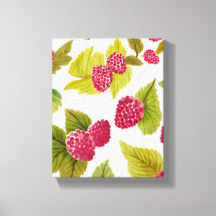 Rote Himbeeren Aquarell Obst Modern Leinwanddruck