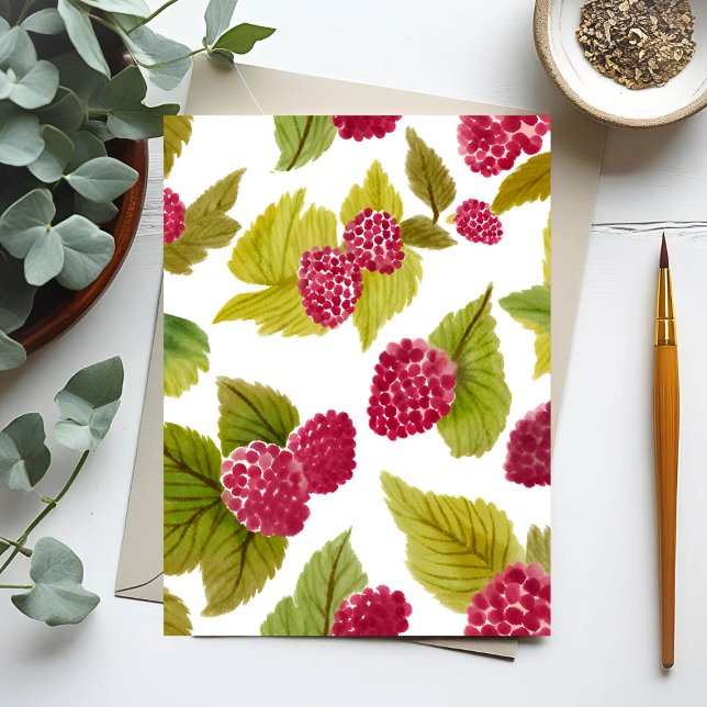 Rote Himbeeren Aquarellfrucht gestrichen Postkarte (Von Creator hochgeladen)