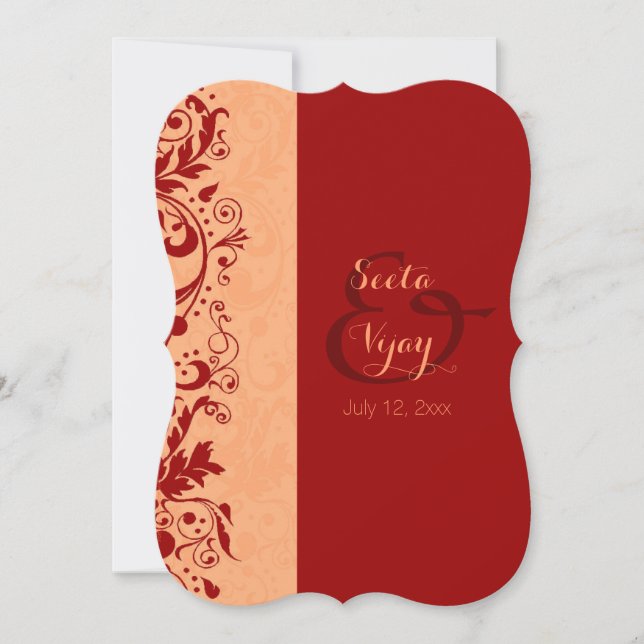 Rote hindische Hochzeit Einladung (Vorderseite)