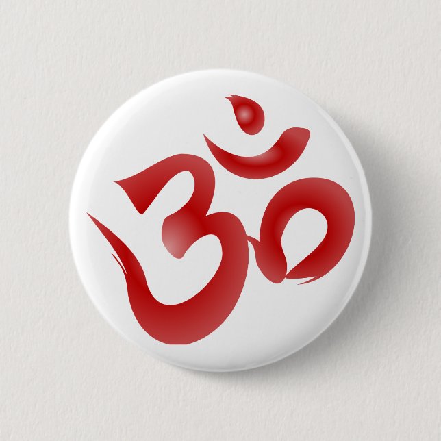 Rote hindische Symbol-OM-Om Devanagari Button (Vorderseite)