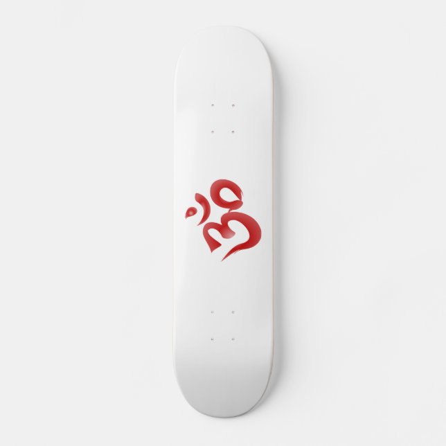 Rote hindische Symbol-OM-Om Devanagari Skateboard (Vorderseite)