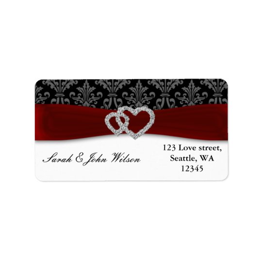 rote Hochzeit diamante Damastes Adressaufkleber