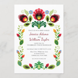 Rote Hochzeit Einladung der polnischen Folk-Blume