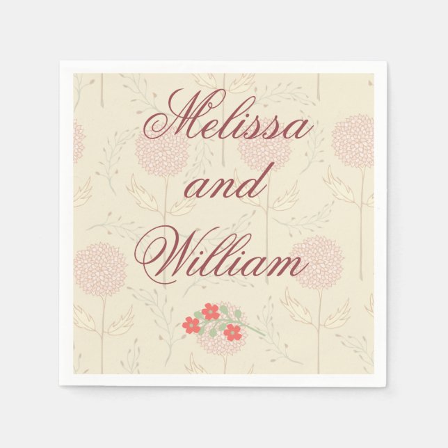 Rote Hochzeitsblumen Serviette (Vorderseite)