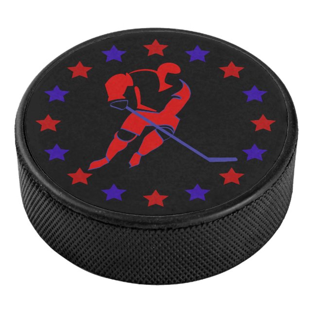Rote Hockey-Spieler-Sterne Eishockey Puck (3/4)