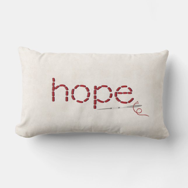 rote Hope-Textstich mit Nadel Lendenkissen (Vorderseite)