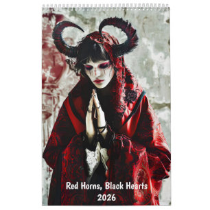 Rote Hörner, schwarze Herzen - Kalender im Gothic-