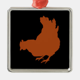 Rote Huhn-Henne Silbernes Ornament
