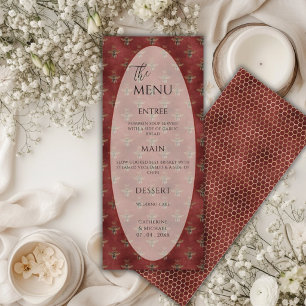 Rote Hummel Elegante Hochzeit Menükarte