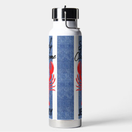 Rote Hummer auf blauen und weißen Streifen Trinkflasche