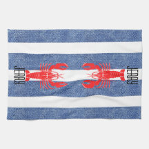 Rote Hummer auf blauen weißen Streifen