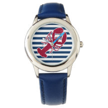 Rote Hummer Monogramm Blauer Streifen