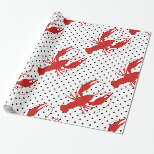 Rote Hummerpolka-Punkte weiß Geschenkpapier