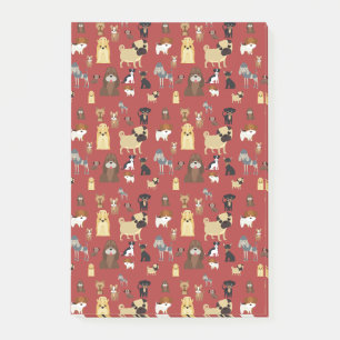 rote Hundemuster. Post-it Klebezettel