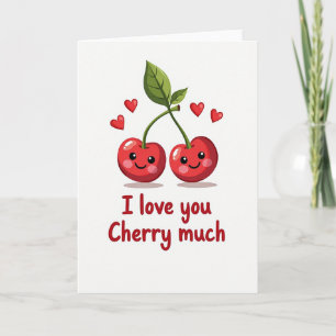 Rote Ich liebe dich Kirsche sehr Karte