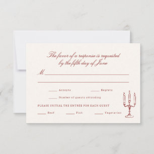 Rote illustrierte wunderliche Hochzeit RSVP Karte